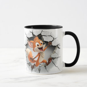 Mug Renard sortant d'un mur fissuré