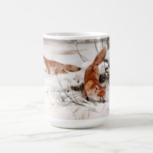 Mug Renards roux dans la neige hivernale (par Wilhelm