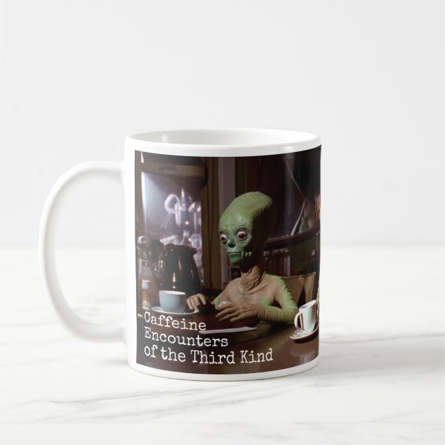 Mug Rencontres de caféine des Aliens rétro du troisièm (Gauche)