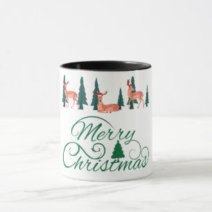 Mug Renne vintage avec chapeaux de Père Noël Café