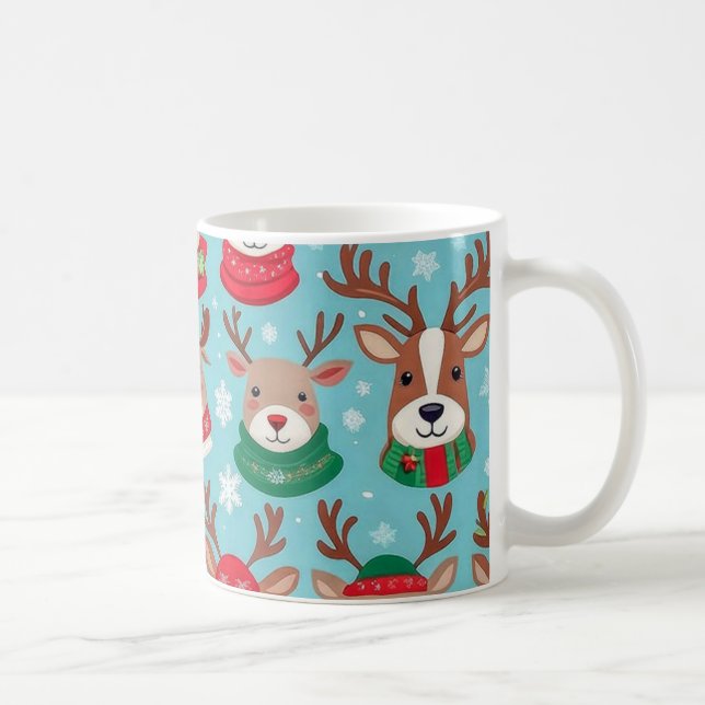 Mug Rennes de Noël avec Motif de Snowflakes (Droite)