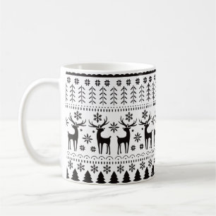 Mug Rennes de Noël d'art populaire moderne