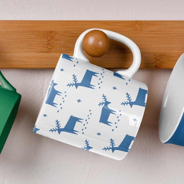 Mug Rennes de Noël. Motif d'animaux de la forêt bleue (Créateur téléchargé)