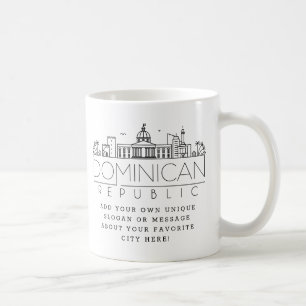 Mug Rep dominicain Stylisé Skyline   Slogan personnal