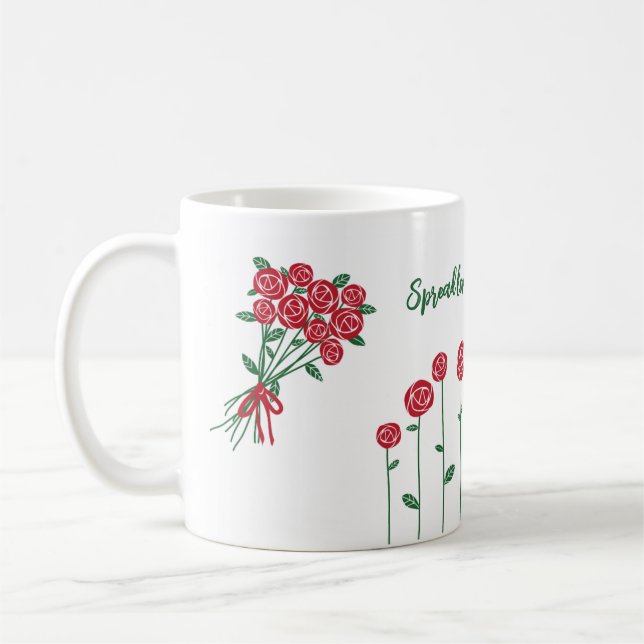 Mug Répandre l'amour, Roses rouges Customisé café Coup (Gauche)