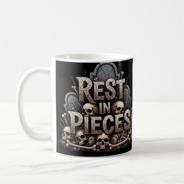 Mug Repos en morceaux - Squelette Déplaisant Halloween (Gauche)