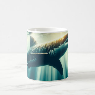 Mug Requin dans la mer bleue profonde & soleil