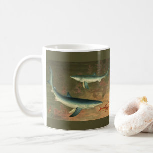 Mug Requins Bleus Mangeant des Poissons, Vie Marine Vi