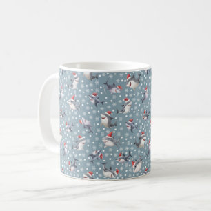 Mug Requins de Noël et flocons sur gris-bleu clair