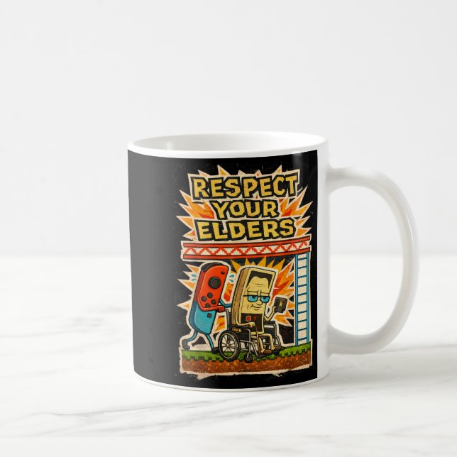 Mug Respect Your Elders Funny Gamer Controller 80s Ret (Droite)