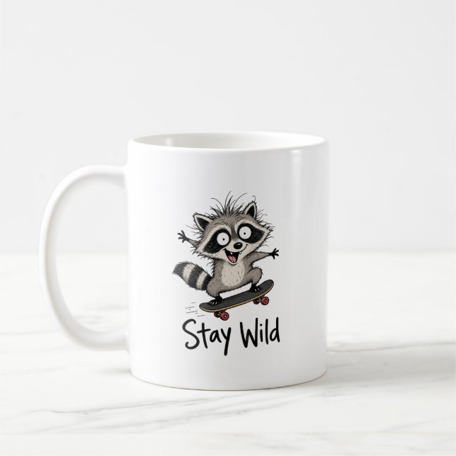 Mug Reste Sauvage, Raton Laveur sur Skateboard (Gauche)