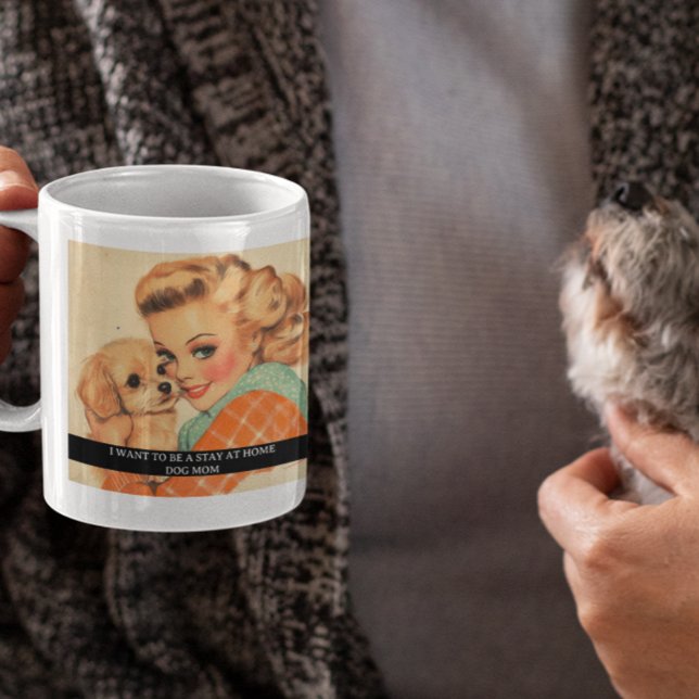Mug Restez à la maison mère chien Funny Retro les anné (Créateur téléchargé)