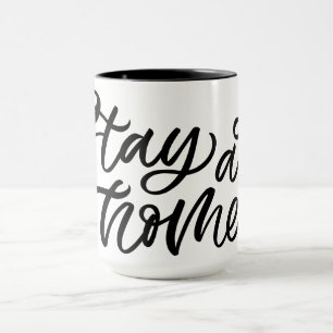 Mug Restez à la maison  Police de fantaisie