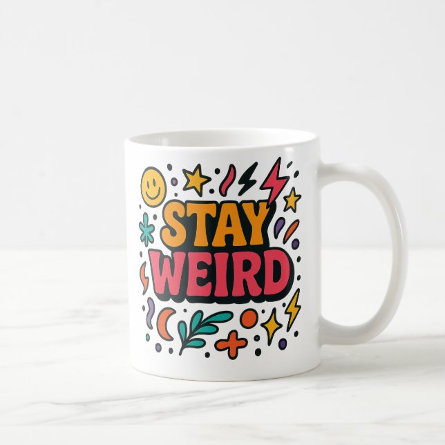Mug Restez bizarre Drôle Retro DoodMug (Droite)