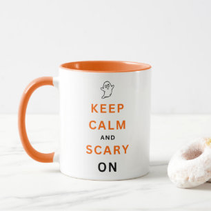 Mug Restez calme et effrayant sur Orange Texte Hallowe