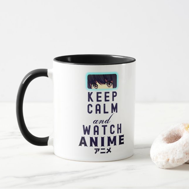Mug Restez calme et observez Anime (Avec donut)