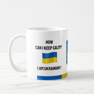 Mug Restez calme Ukraine & Texte drôle, drapeau ukrain