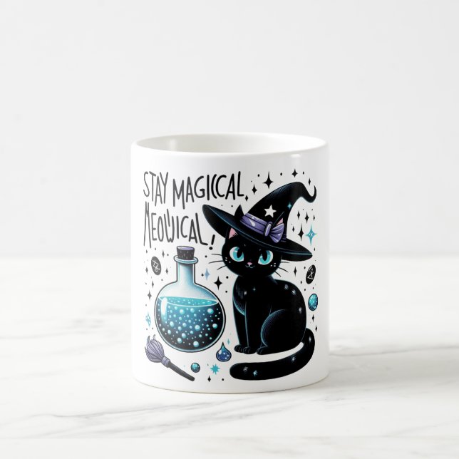 Mug Restez Magique Sorcière Meowgical Chat Noir Cute (Centre)