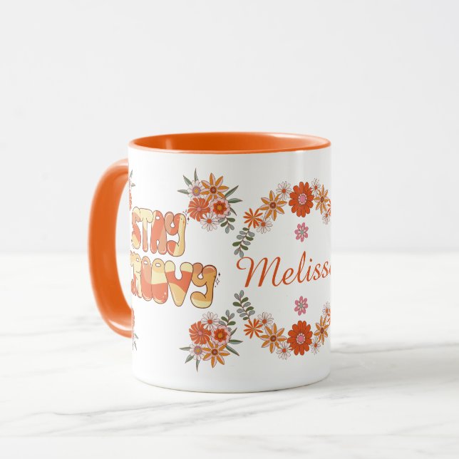 Mug Restez Super Retro Boho fleurs marguerite design f (Devant gauche)