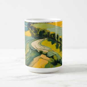 Mug Résumé Zone agricole et champ vert vague