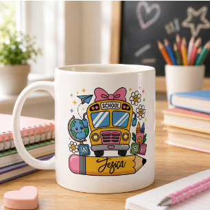 Mug Retour à l'école Coquette Nom personnalisé