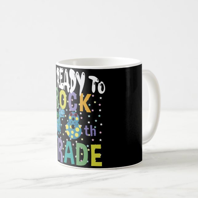 Mug Retour à l'école Je suis prêt à rocher Dino de 8e  (Devant droit)