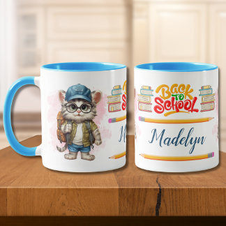 Mug Retourner À L'École Chat Porte Sac À Dos Personnal