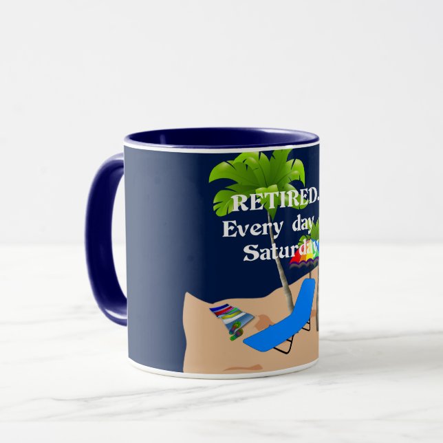 Mug Retraité, chaque jour est le samedi, (Devant gauche)