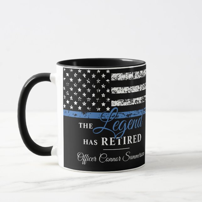 Mug Retraite de la police Ligne Bleue Mince Applicatio (Gauche)