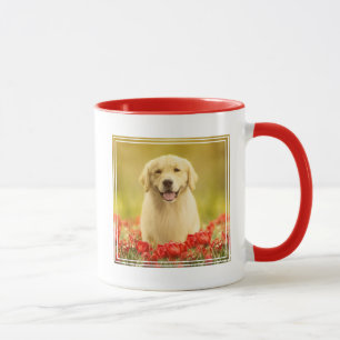 Mug Retraité d'or dans les fleurs rouges