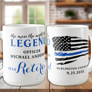 Mug Retraite policière Ligne bleue mince Personnalis
