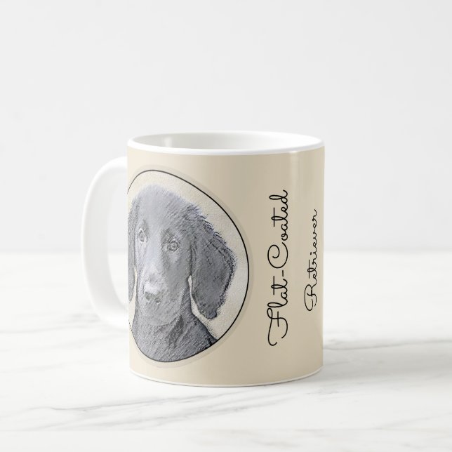 Mug Retriever à couche plate - Art original de chien (Devant gauche)