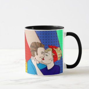 Mug Retro 1950 Style Pop Art Couple Kissing Love