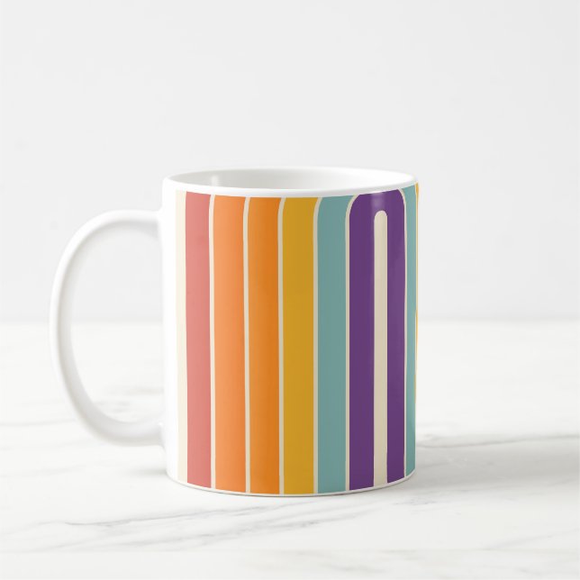 Mug Retro 1970s Style Arched Stripes Geometric Pattern (Gauche)