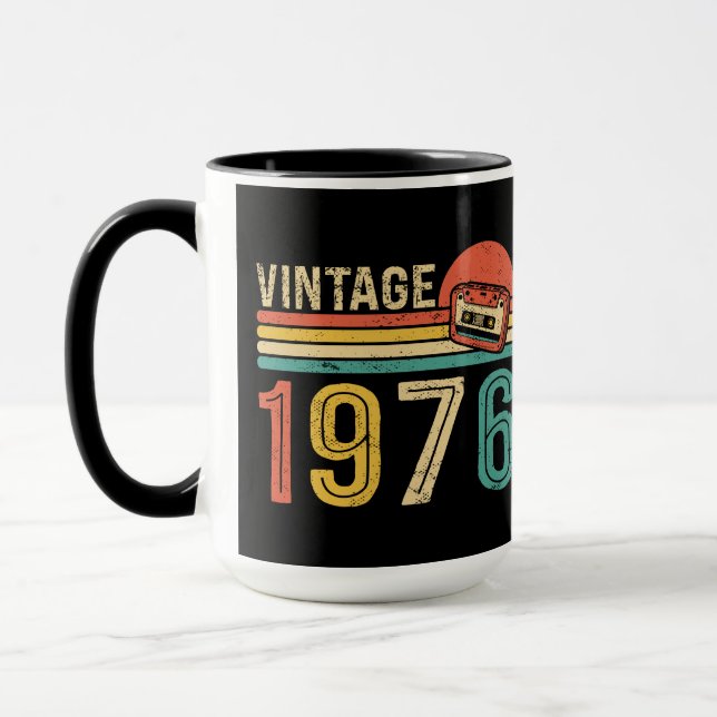 Mug Retro 1976 Birthday Music Cassette Tape Bday Gift (Gauche)