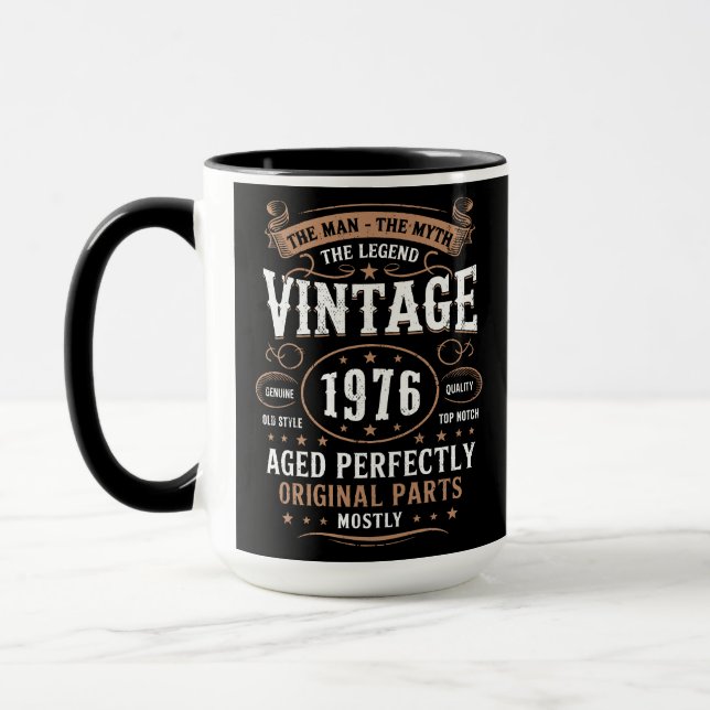 Mug Retro 1976 Birthday The Man The Legend 50th Bday  (Gauche)