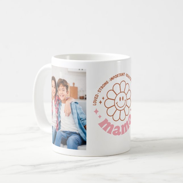 Mug Retro 2 Photos avec Citation cadeau de la fête des (Devant gauche)