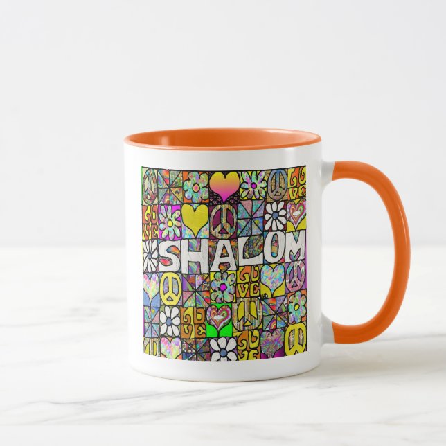 Mug Retro 60s Psychedelic Shalom LOVE (Droite)
