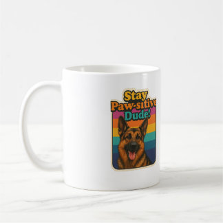 Mug Retro 90s German Shepherd Sticker “Stay Paw-sitiv