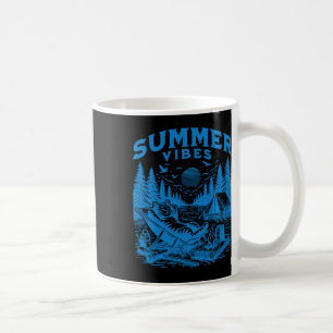 Mug Retro 90s Summer Vibes Cat Camping Funny Cat Meme