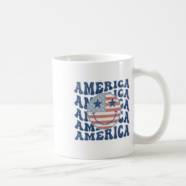 Mug Retro Amérique Super Usa Smile Face Patriotique 4è (Droite)
