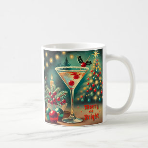 Mug Retro années 50 Cocktail Martini Noël Merry Bright