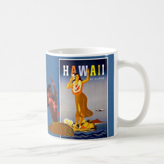 Mug Rétro art de fille de danse polynésienne d'Hawaï (Droite)
