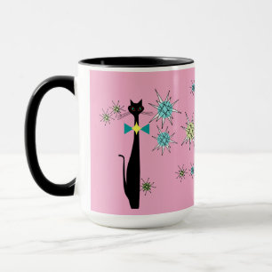 Mug Retro Atomique Cool Chat & Étoiles Mid Century