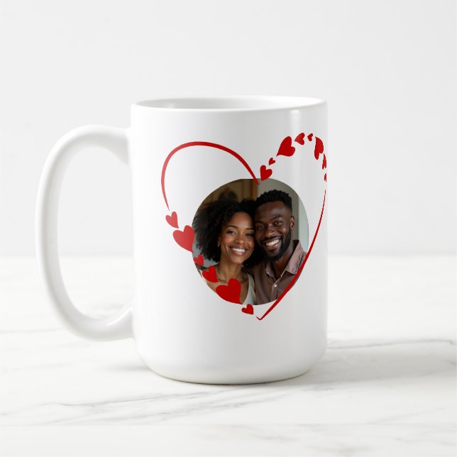 Mug Retro Be Mine Script & Sketch Heart Photo  (Gauche)