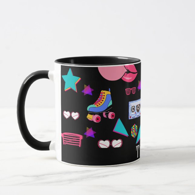 Mug Retro black 80s Costume Vibrant culture pop (Gauche)
