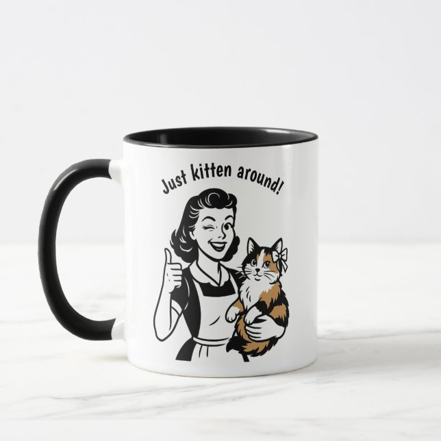 Mug Retro Calico Cat les années 50 Femme Cadeau (Gauche)
