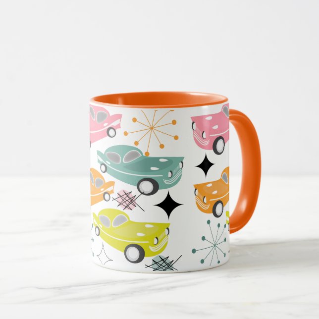 Mug Retro Cars Starburst atomique moderne milieu du si (Devant droit)