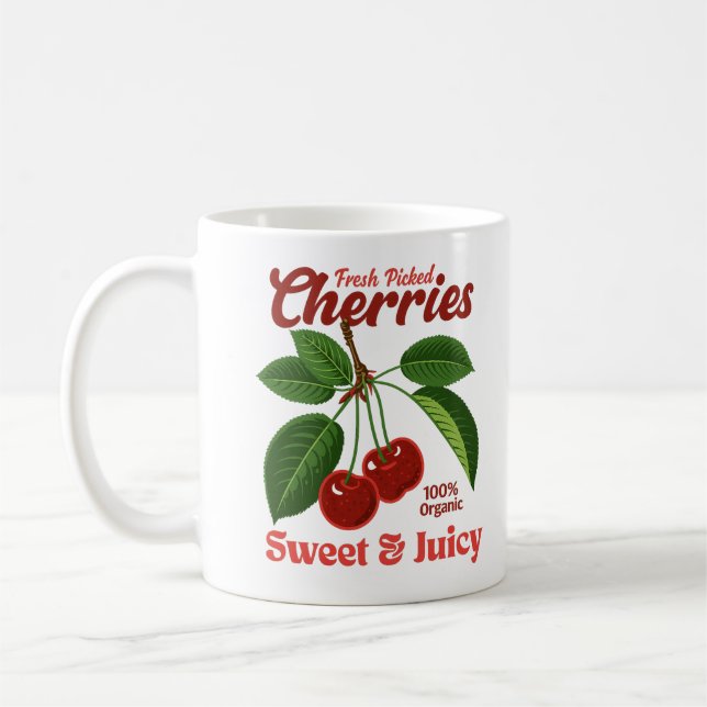 Mug Retro Cerises Fruit Commercial Graphisme Art Style (Gauche)