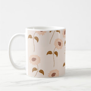 Mug Retro Chic Beige Brown Floral Inspiré Vintage Y2K